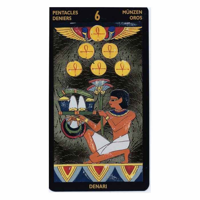 画像はネフェルタリタロット『ペンタクルの６（six of pentacles）』